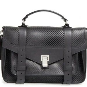Proenza Schouler PS1 Perforated Black Satchel Bag